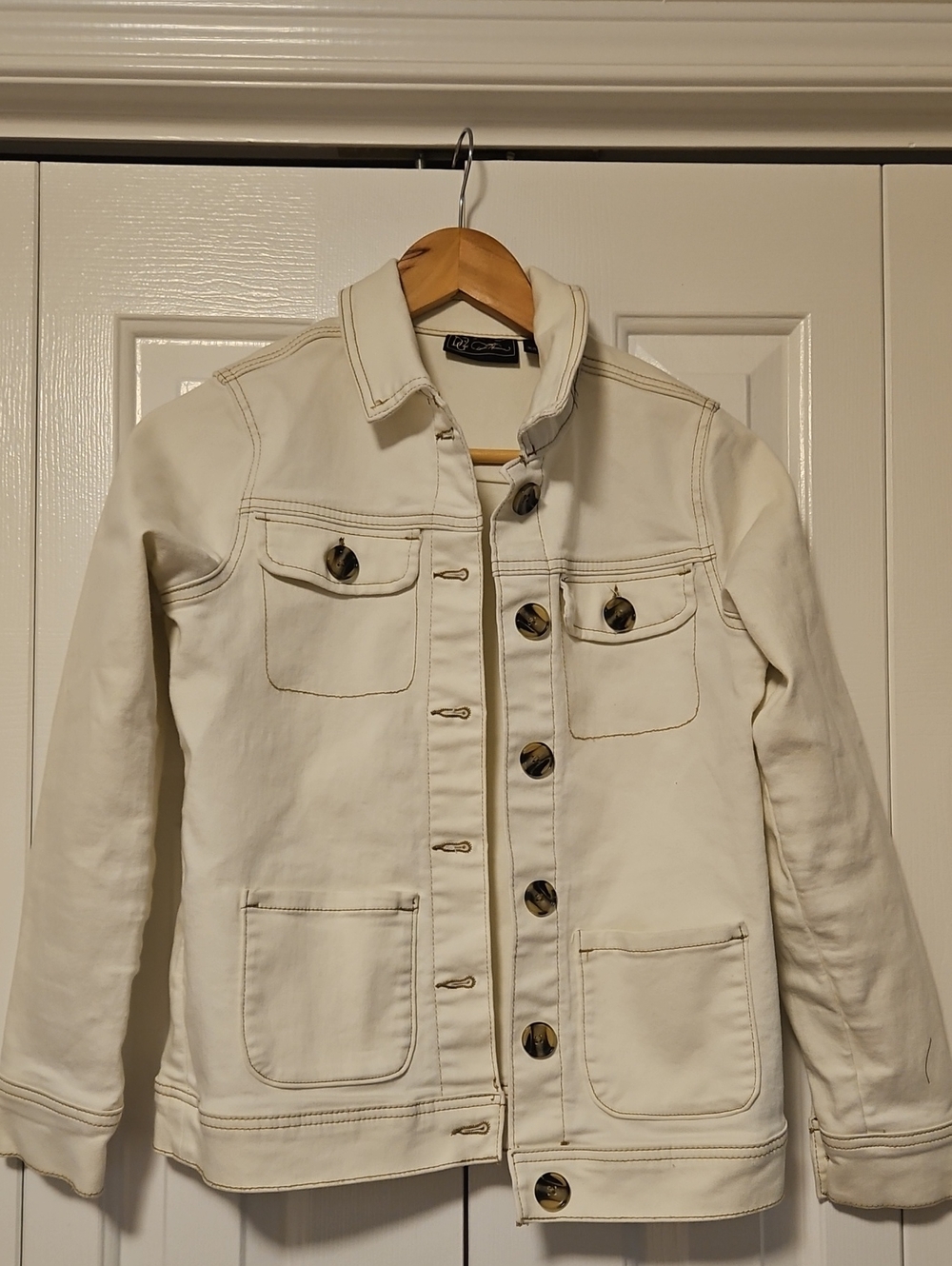 DG2 by Diane Gilman Cream Button-Front Jean Jacket